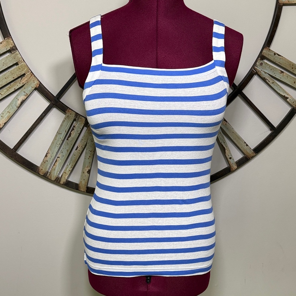Loft Blue and White Striped Tank Top